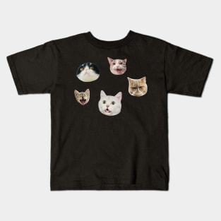 Funny cat faces sticker pack Kids T-Shirt